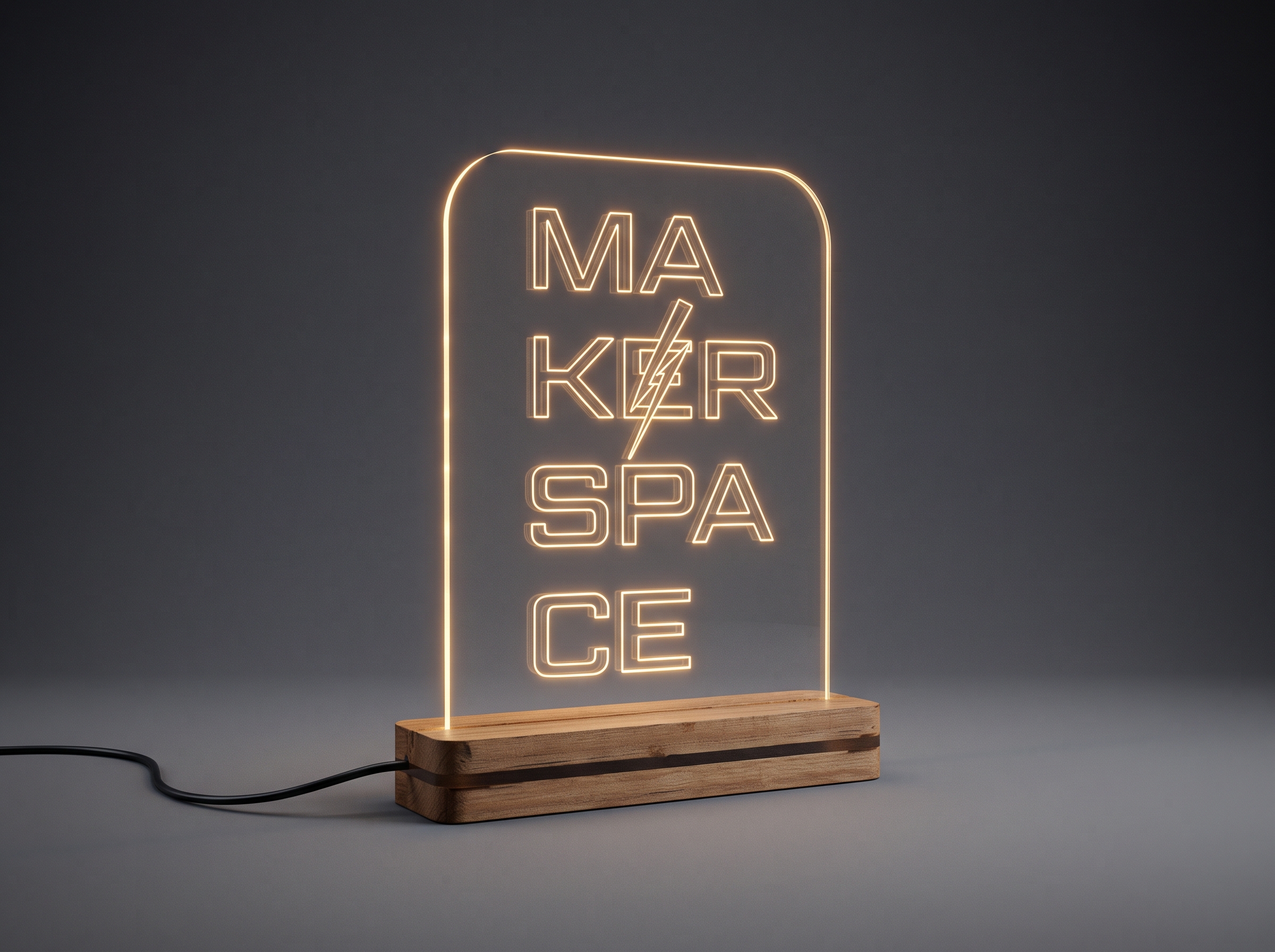 Placa Luminosa MakerSpace com Acrílico e Iluminação LED